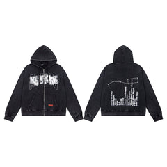 Vintage New York City Graphic Full‑Zip Hoodie