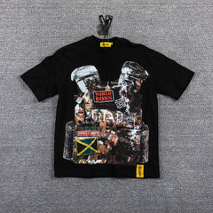 HVM Harmony Portrait Collage Black Double‑Sided Graphic Print Crew Neck Streetwear T‑Shirt