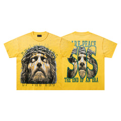 King Of Kings Thorn‑Crown Lion Double‑Sided Graphic Print Crew Neck Streetwear T‑Shirt
