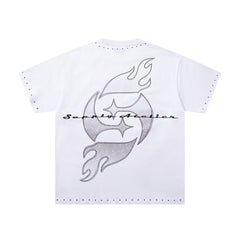 Vintage Kneeling Angel White Stitched Edge Double‑Sided Graphic Print Crew‑Neck Streetwear T‑Shirt