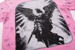 Save Our Souls Pink Tie‑Dye Double‑Sided Graphic Print Crew‑Neck Streetwear T‑Shirt