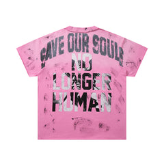 Save Our Souls Pink Tie‑Dye Double‑Sided Graphic Print Crew‑Neck Streetwear T‑Shirt