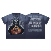 Sorry For The Rest Of The World Navy‑Washed Double‑Sided Graphic Print Crew‑Neck Streetwear T‑Shirt