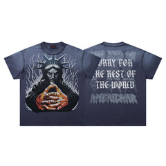 Sorry For The Rest Of The World Navy‑Washed Double‑Sided Graphic Print Crew‑Neck Streetwear T‑Shirt