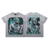 Rare Peace SOS The End Of An Era Light‑Grey Washed Double‑Sided Graphic Print Crew‑Neck Streetwear T‑Shirt