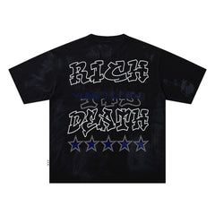 Black Washed Native Portrait Double‑Sided Graphic Print Crew Neck Streetwear T‑Shirt
