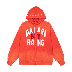 Vintage Orange ARIARI RANG Full‑Zip Hoodie