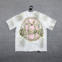 HVM Harmony Ferris Wheel Tie‑Dye White Double‑Sided Graphic Print Crew Neck Streetwear T‑Shirt