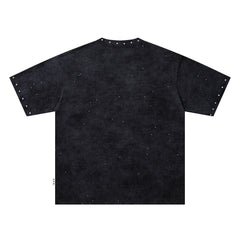 Rockstar Skull Graffiti Graphic Print Crew Neck Streetwear T‑Shirt