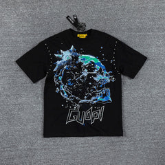 Planet Chain Double‑Sided Graphic Print Crew Neck Streetwear T‑Shirt