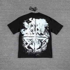 Gothic Cross Skull Double‑Sided Graphic Print Crew Neck Streetwear T‑Shirt