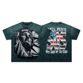 Rare Peace SOS The End Of An Era Dark‑Green Washed Double‑Sided Graphic Print Crew‑Neck Streetwear T‑Shirt