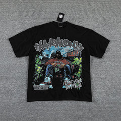 HVM Harmony Wild Western Figure Black Double‑Sided Graphic Print Crew Neck Streetwear T‑Shirt