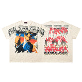 Retro Figure Portrait Off‑White Washed Double‑Sided Graphic Print Crew‑Neck Streetwear T‑Shirt
