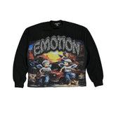 Retro Art Graphic Long Sleeve Tee Loose Fit Hip‑Hop Street Shirt