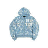 All‑Over Printed Light Blue Zip‑Up Hoodie Casual Oversized Street‑wear Hooded Jacket