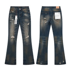 Meichao Spring and Autumn New Style Retro Splash Ink Piercing Hot Diamond Jeans High Street Washed Casual Trendy Micro Pull Pants Men (16)