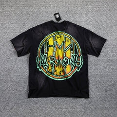 HVM Harmony Blue‑Green Tie‑Dye Double‑Sided Graphic Print Crew Neck Streetwear T‑Shirt