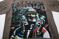Vintage Brown Native Portrait Double‑Sided Graphic Print Crew Neck Streetwear T‑Shirt