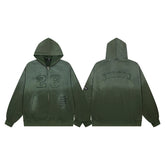 Vintage Dark Green Number 26 Embroidery Full‑Zip Hoodie