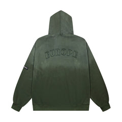 Vintage Dark Green Number 26 Embroidery Full‑Zip Hoodie