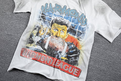 HVM Harmony Retro Car Art Tie‑Dye White Double‑Sided Graphic Print Crew Neck Streetwear T‑Shirt