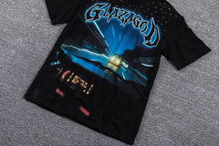 Glazagod "Destiny Is A Choice" Blue‑Cyan Double‑Sided Graphic Print Crew Neck Streetwear T‑Shirt