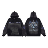 Vintage Black Blood Saga Full‑Zip Hoodie