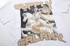 Vintage Supply Galaxy White Double‑Sided Graphic Print Crew‑Neck Streetwear T‑Shirt
