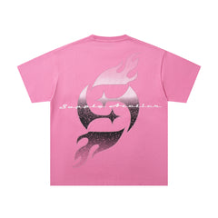 Vintage Angel Cherub Pink Vintage‑Washed Double‑Sided Graphic Print Crew‑Neck Streetwear T‑Shirt