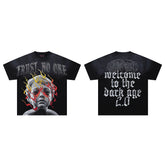 Trust No One Dark‑Age 2.0 Black Double‑Sided Graphic Print Crew‑Neck Streetwear T‑Shirt