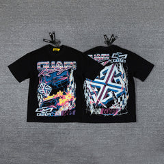Retro Racing Car Double‑Sided Graphic Print Crew Neck Streetwear T‑Shirt