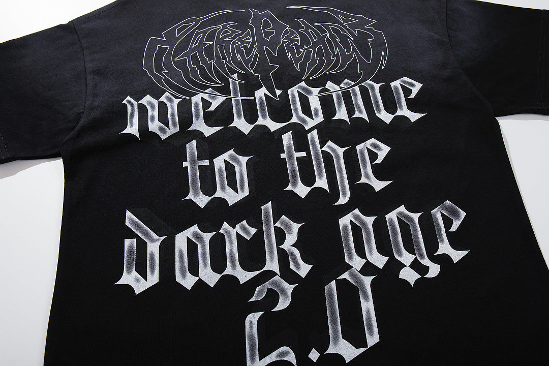 Trust No One Dark‑Age 2.0 Black Double‑Sided Graphic Print Crew‑Neck Streetwear T‑Shirt