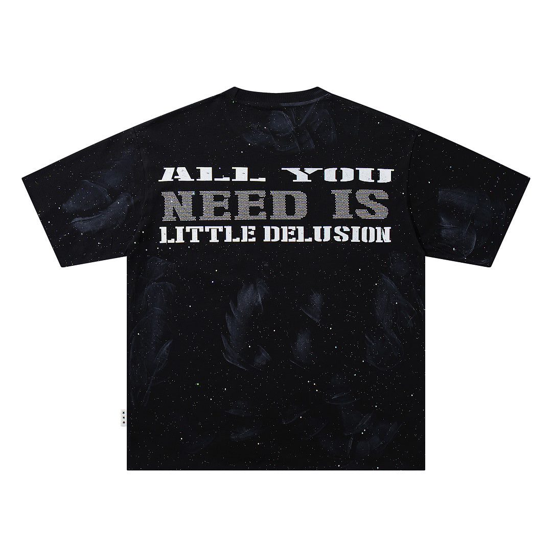 All You Need Is Little Delusion Figure Art Double‑Sided Graphic Print Crew Neck Streetwear T‑Shirt