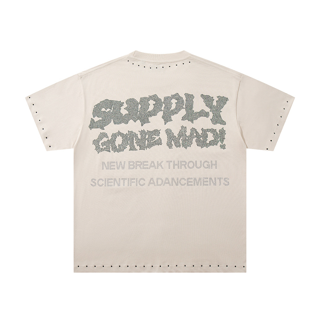 Green Skull Warrior Beige Vintage‑Washed Double‑Sided Graphic Print Crew‑Neck Streetwear T‑Shirt