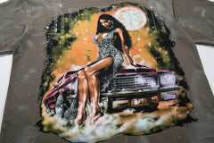 All You Need Is Little Delusion Taupe‑Washed Figure Art Double‑Sided Graphic Print Crew Neck Streetwear T‑Shirt