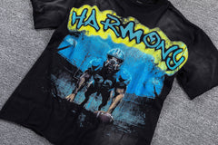 HVM Harmony Cowboy Figure Black Tie‑Dye Double‑Sided Graphic Print Crew Neck Streetwear T‑Shirt