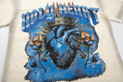 World Might Survive Off‑White Vintage‑Washed Double‑Sided Graphic Print Crew‑Neck Streetwear T‑Shirt