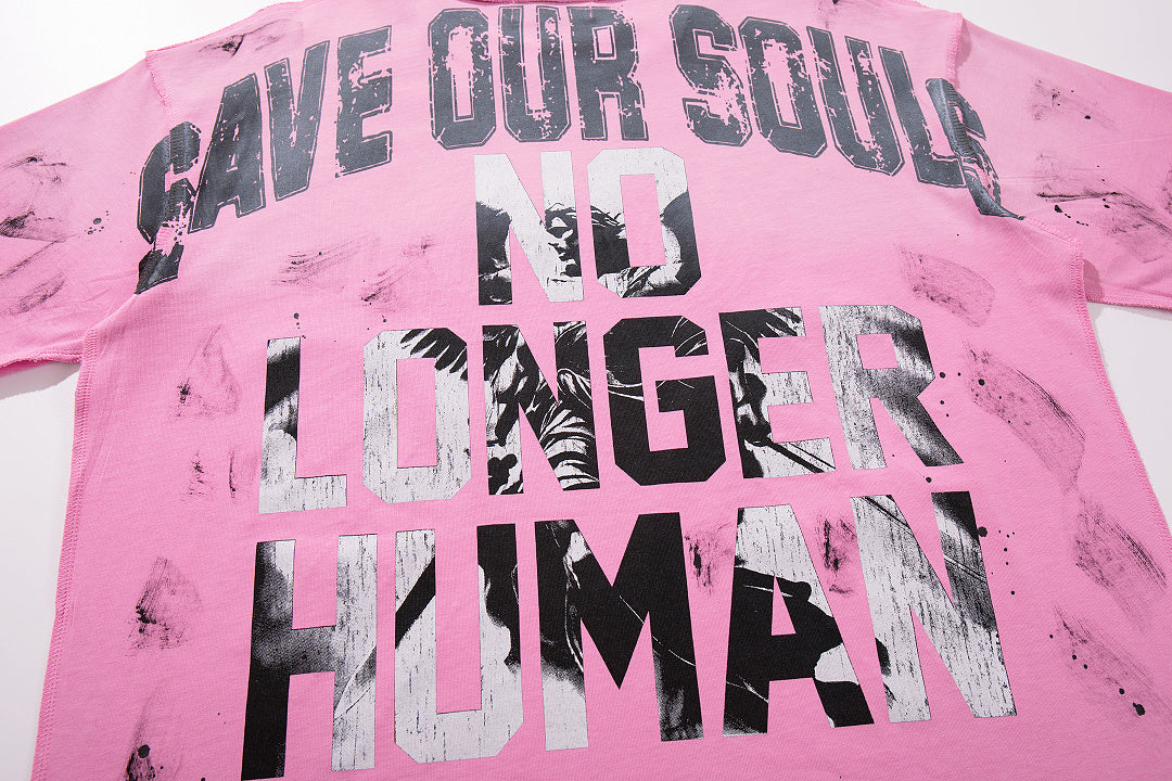 Save Our Souls Pink Tie‑Dye Double‑Sided Graphic Print Crew‑Neck Streetwear T‑Shirt