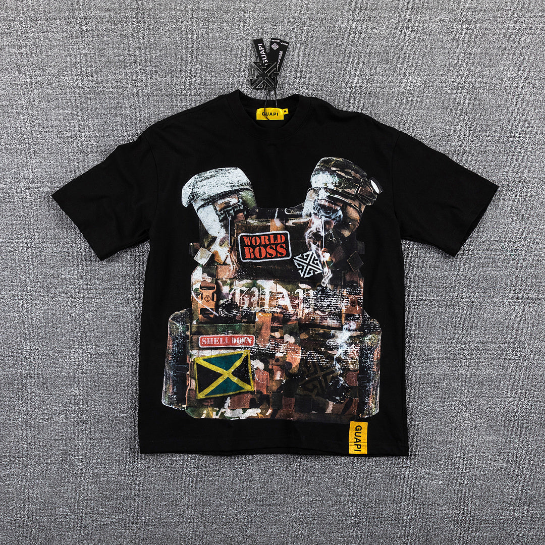 HVM Harmony Portrait Collage Black Double‑Sided Graphic Print Crew Neck Streetwear T‑Shirt
