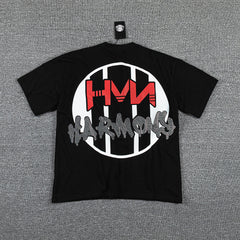 HVM Harmony Wild Western Figure Black Double‑Sided Graphic Print Crew Neck Streetwear T‑Shirt