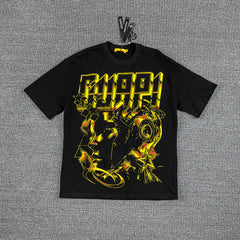 Golden Chain Portrait Double‑Sided Graphic Print Crew Neck Streetwear T‑Shirt