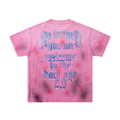 Welcome To The Dark Age 2.0 Pink‑Tie‑Dye Double‑Sided Graphic Print Crew‑Neck Streetwear T‑Shirt
