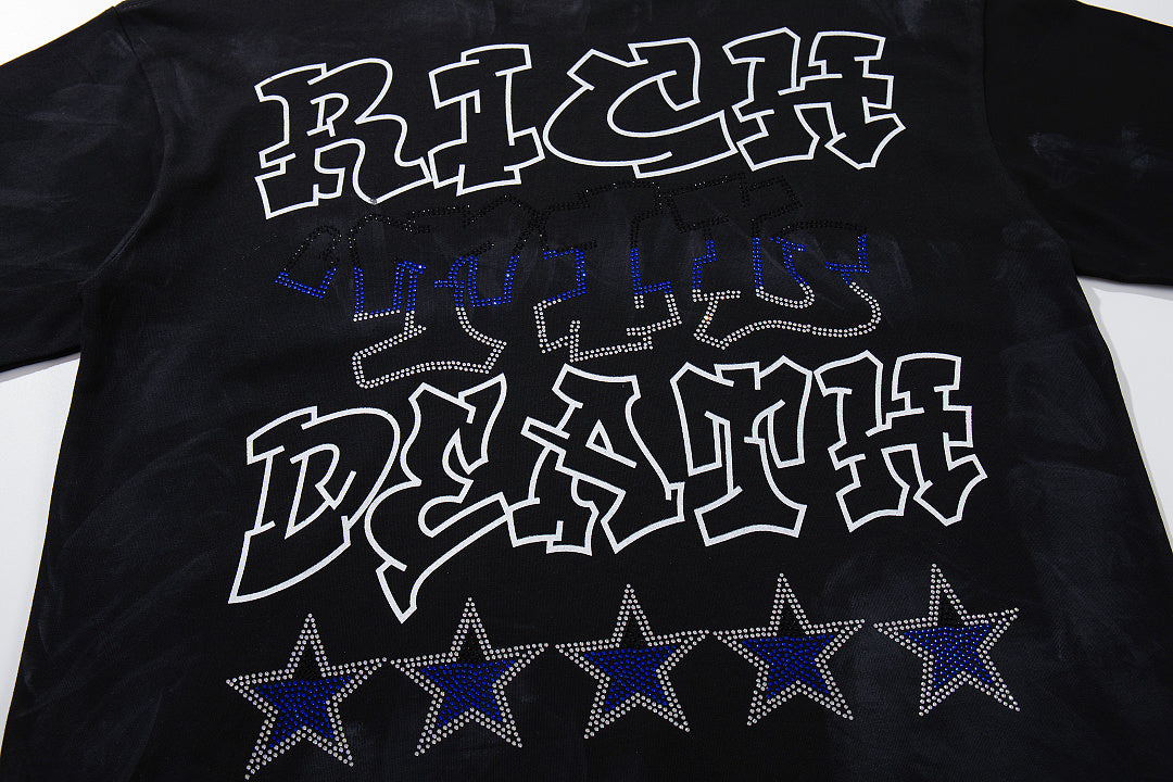 Black Washed Native Portrait Double‑Sided Graphic Print Crew Neck Streetwear T‑Shirt
