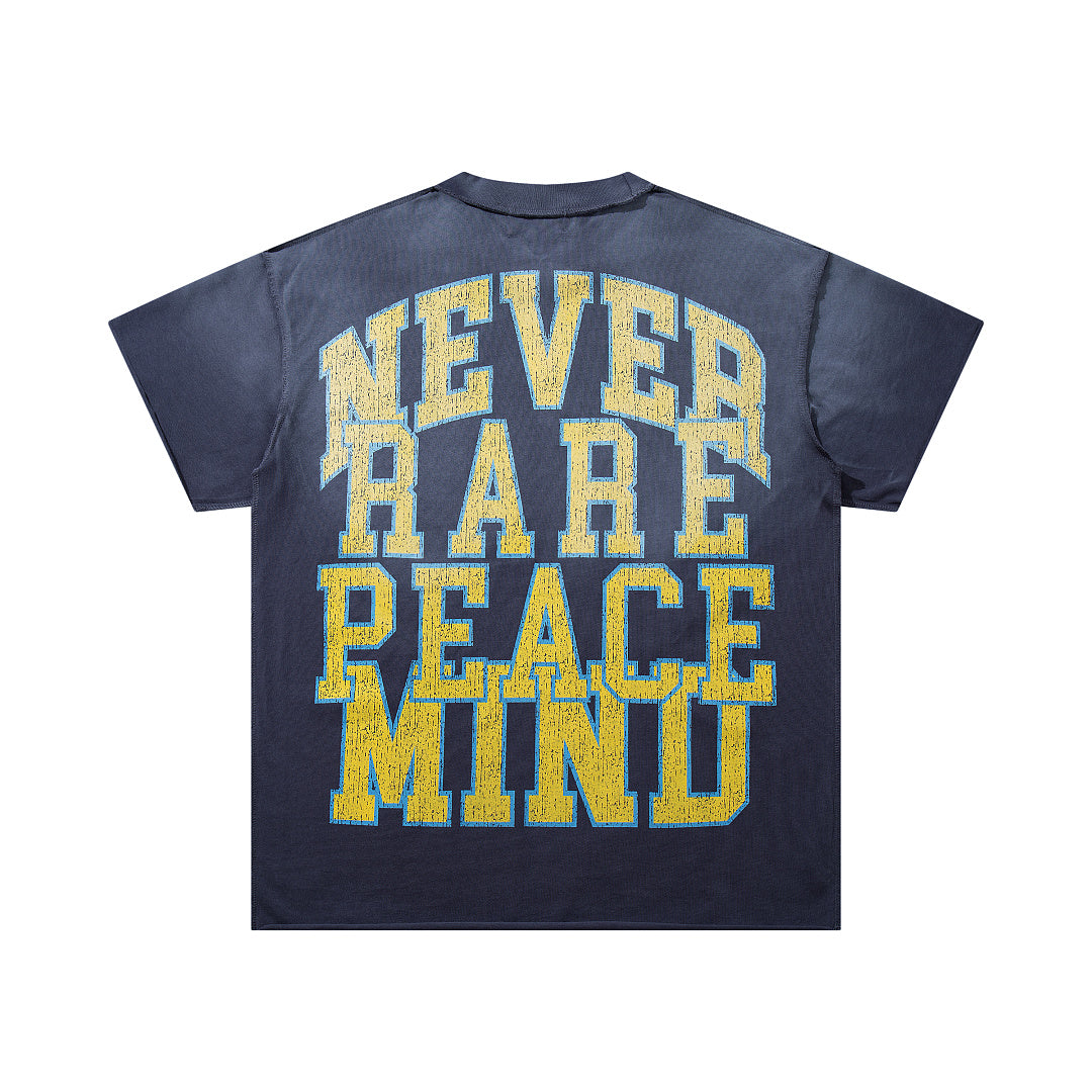 Cut The Chaos Navy‑Washed Double‑Sided Graphic Print Crew‑Neck Streetwear T‑Shirt