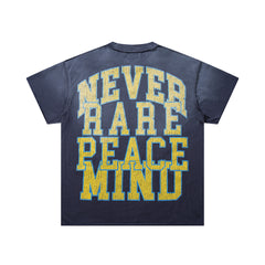 Cut The Chaos Navy‑Washed Double‑Sided Graphic Print Crew‑Neck Streetwear T‑Shirt