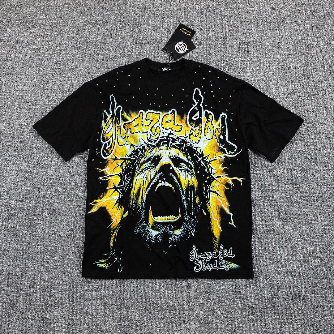 Keep Calm Love The Game Yellow Lightning Double‑Sided Graphic Print Crew Neck Streetwear T‑Shirt