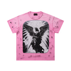 Save Our Souls Pink Tie‑Dye Double‑Sided Graphic Print Crew‑Neck Streetwear T‑Shirt
