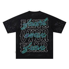 Dark Demon Champion Graffiti Double‑Sided Graphic Print Crew Neck Streetwear T‑Shirt