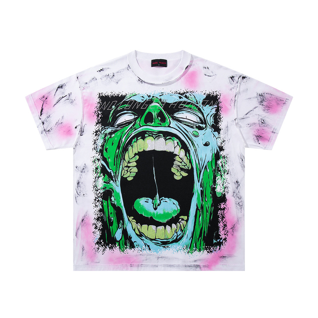 Save Our Souls Pink‑Green Tie‑Dye Double‑Sided Graphic Print Crew‑Neck Streetwear T‑Shirt